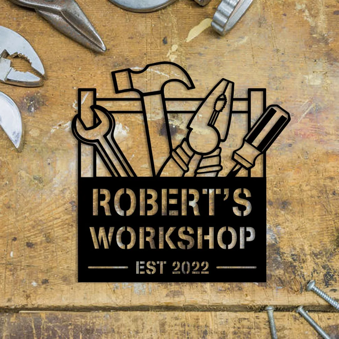 2084-01.webp Customized Workshop Metal Sign, Garage Plaque, Fathers Day Gift