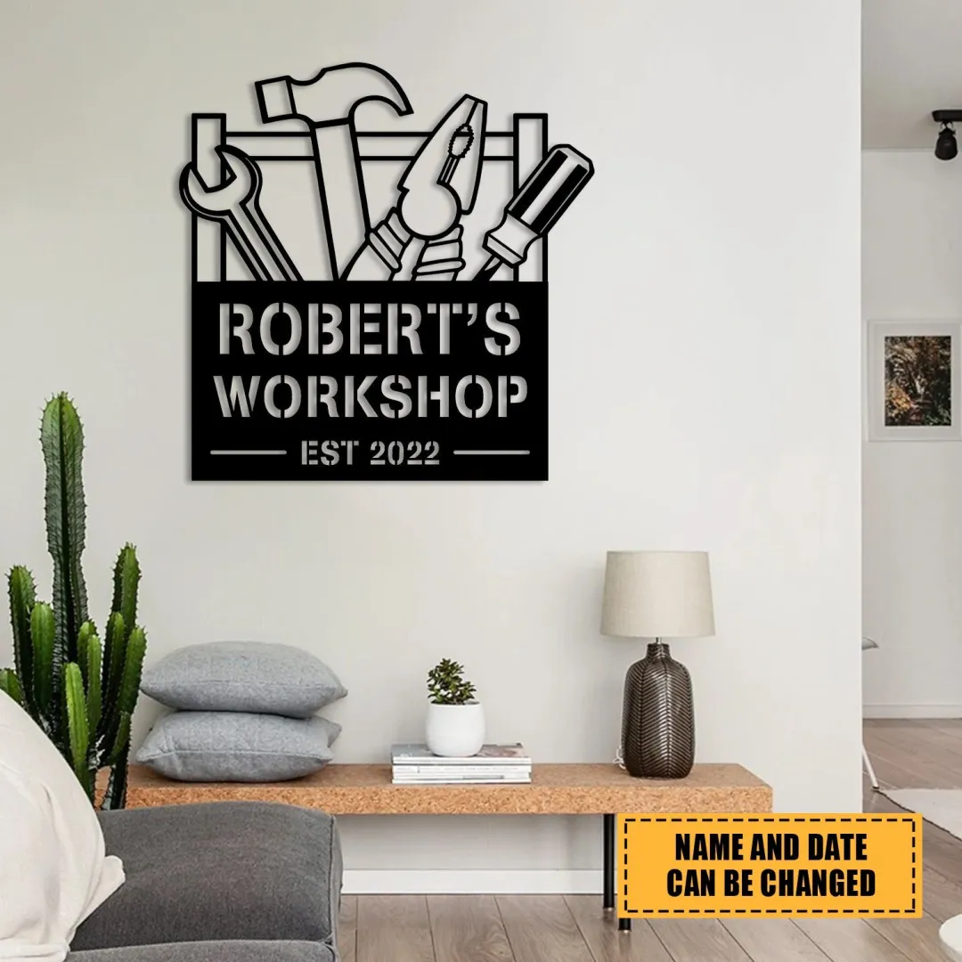 2084.webp Customized Workshop Metal Sign, Garage Plaque, Fathers Day Gift