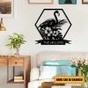 Custom Name Floral Flamingo Metal Art, Beach House Decor