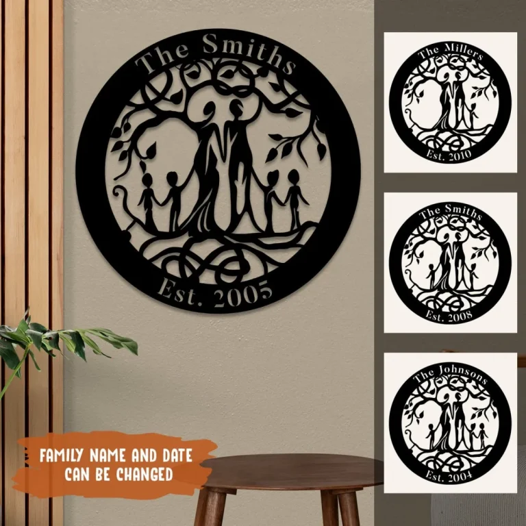 Custom Family Members Tree Of Life Metal Sign, Housewarming Plaque