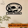 Personalized Wildlife Scene Welcome Metal Sign, Custom Name Wall Decor, Nature Metal Art, Welcome Sign