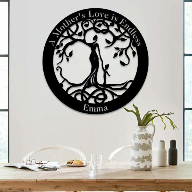 A Mother's Love Is Endless Tree Of Life Metal Art, Mom And Kid Wall Decor