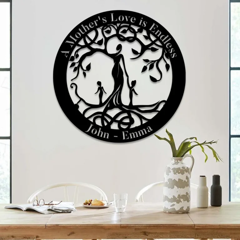 A Mother's Love Is Endless Tree Of Life Metal Sign, Housewarming Wedding Gift