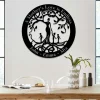 A Mother's Love Is Endless Tree Of Life Metal Sign, Mother And Three Children Steel Wall Hanger