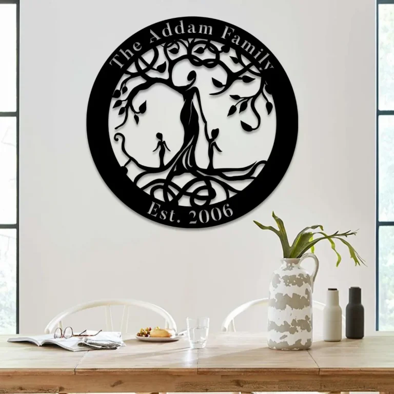 Custom Text Mother Tree Of Life Metal Sign, Steel Door Hanging