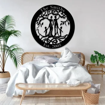 Custom Four Members Family Tree Of Life Metal Sign, Steel Art