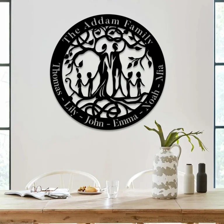 Custom Text Date Family Tree Of Life Metal Art, Mother Nature Wall Decor