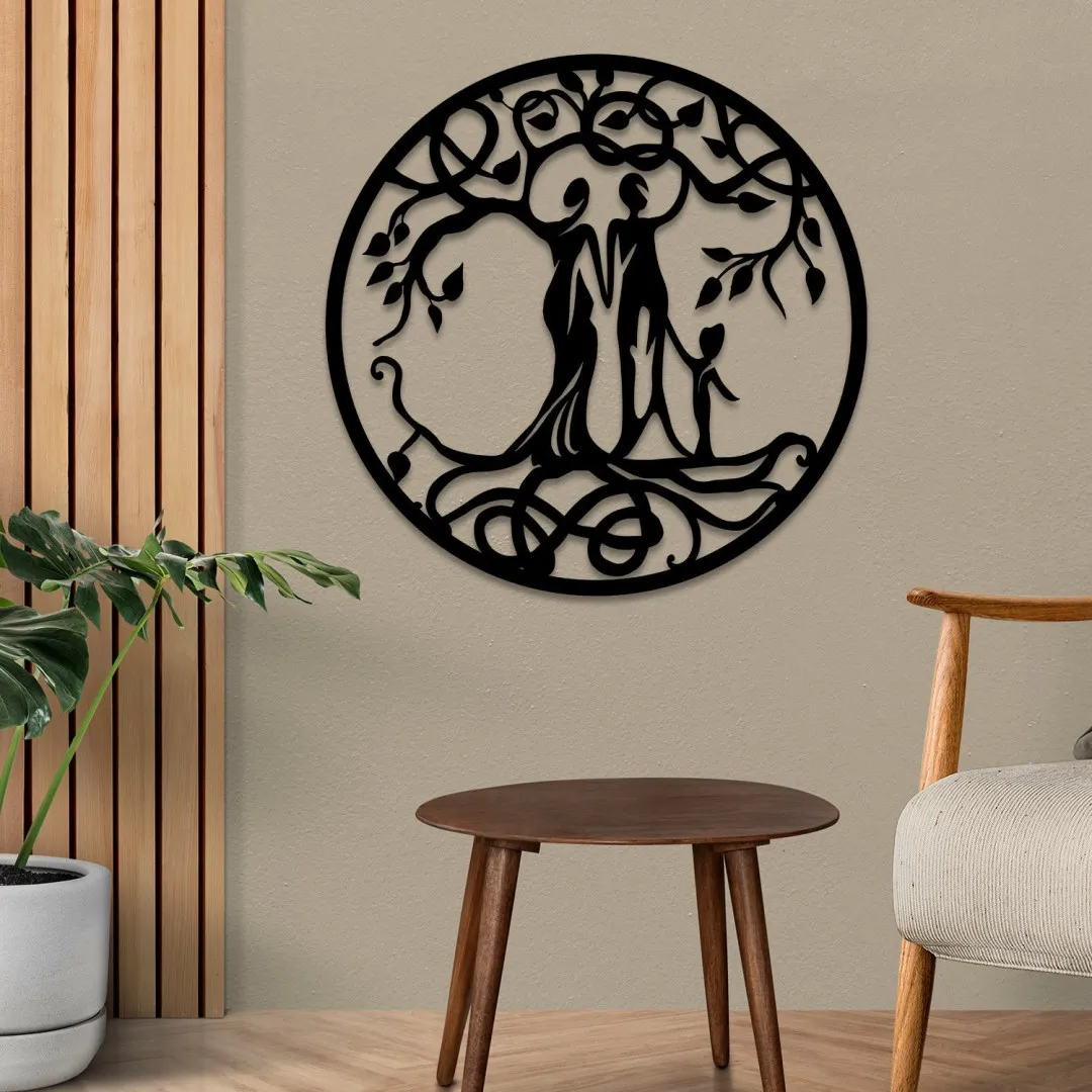 2123-1.webp Mom, Dad And Kid Tree Of Life Metal Sign, Wedding Gift