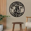 Mother, Father And Two Kids Tree Of Life Metal Art, Steel Wall Decor
