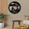 Custom Farmer Dad And Three Kids Hanging Out Metal Sign