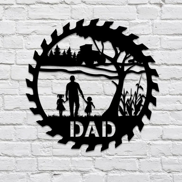 Custom Dad And Two Daughters Metal Art, Farm, Barn Decor