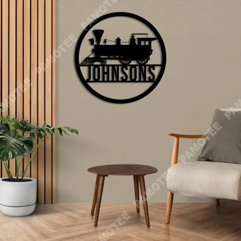 Custom Name Train Metal Art, Railroad Wall Decor
