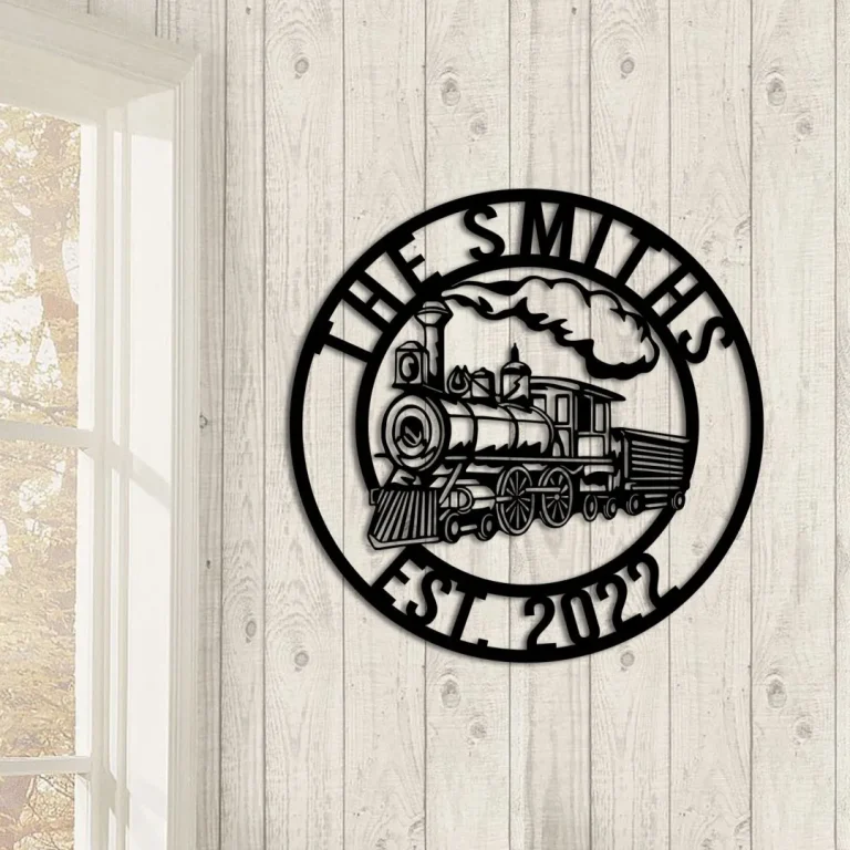 Custom Name And Est Date Train Metal Art, Railway Art, Housewarming Gift