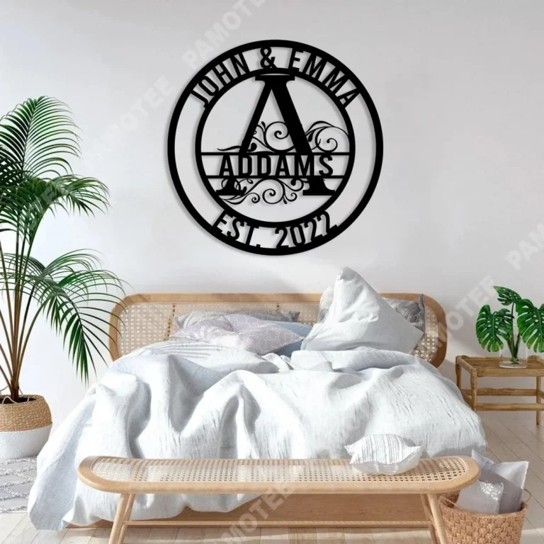 Customized Family Name Metal Sign, Steel Door Hanging
