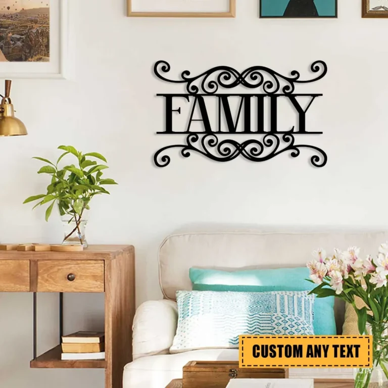 Custom Text Family Metal Art, Living Room Decor | Nalaprint