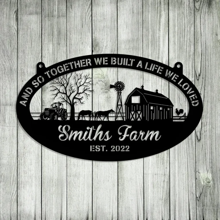 And So Together We Built A Life We Loved Personalized Farm Metal Sign, Tractor, Horses And Rooster Metal Ranch Art