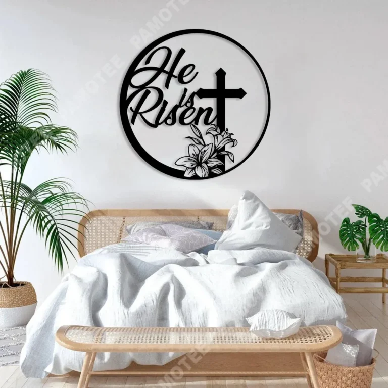 He Is Risen Cross Metal Art, Jesus Christ Wall Decor