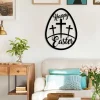 He Is Risen Three Crosses In Easter Egg Metal Art, Jesus Home Decor
