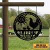 Personalized Name Hen And Chicks Farm Metal Art, Chicken Coop Decor