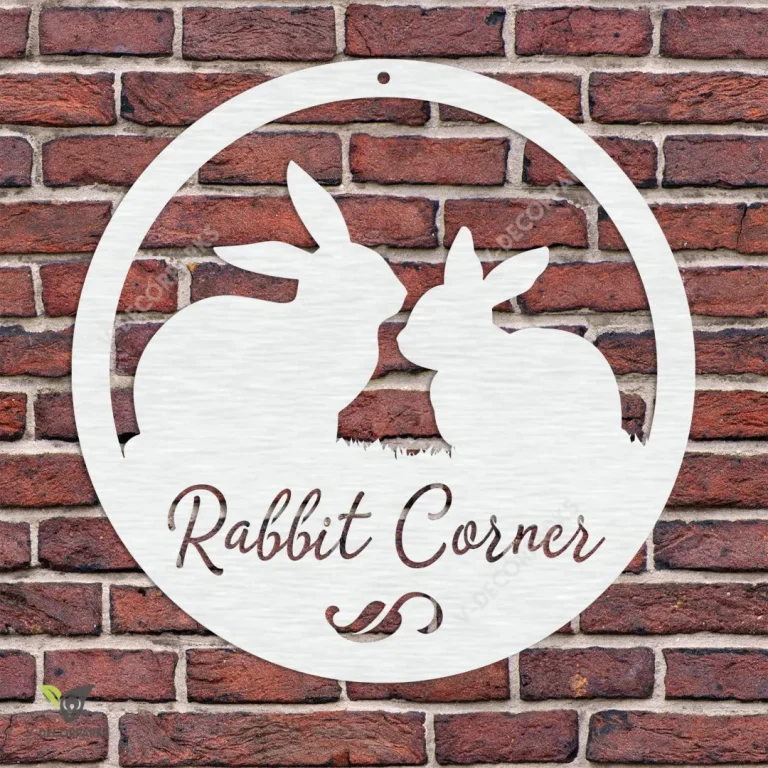 Personalized Rabbit Corner Metal Art, Rabbit Farm Large Sign