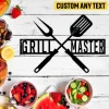 Customized Grill Master Carving Fork And Spatula Metal Sign, Bbq Outer Decoration