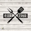 Customized Grill Master Carving Fork And Spatula Metal Sign, Bbq Outer Decoration