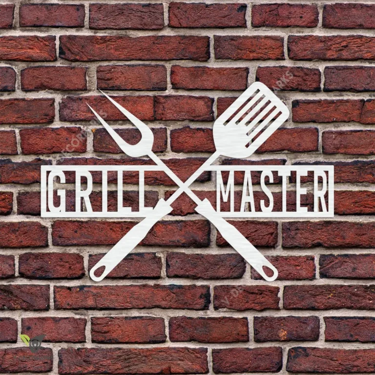 Customized Grill Master Carving Fork And Spatula Metal Sign, Bbq Outer Decoration