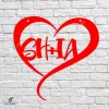 Custom Couple Name Red Heart Metal Art, Housewarming Bedroom Decor