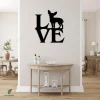 Love Chihuahua Dog Silhouette Metal Wall Art, Chihuahua Pet Cutout Decoration