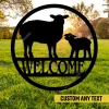 Personalized Mother Sheep And Lamb Circle Metal Sign, Sheep Farm Cutout Wall Hanging