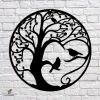 Tree Of Life With Cardinal Birds Circle Metal Wall Decoration, Cardinal, Jesus Modern Wall Hanging