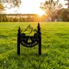 Custom Campfire, Chairs In Forest Metal Garden Decor, Camping Cutout Accent