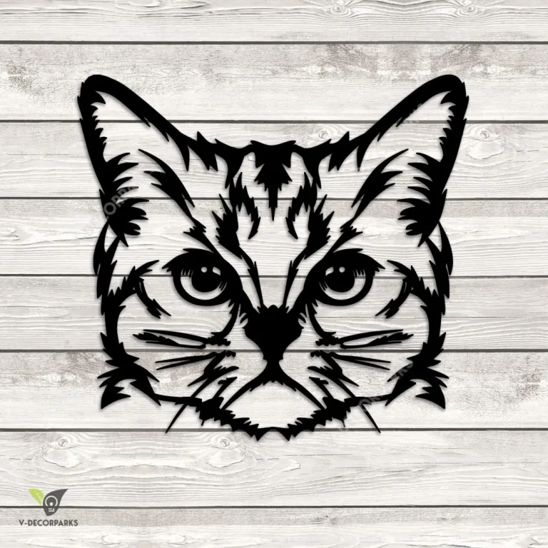 Cat Face Metal Wall Decoration, Pet Silhouette Decorative Accent