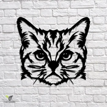 Cat Face Metal Wall Decoration, Pet Silhouette Decorative Accent