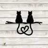 Couple Cat Love Metal Art, Valentine's Day Plasma Cut Accent