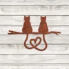 Couple Cat Heart Rusty Metal Wall Art, Lovely Decor For Husband And Wife