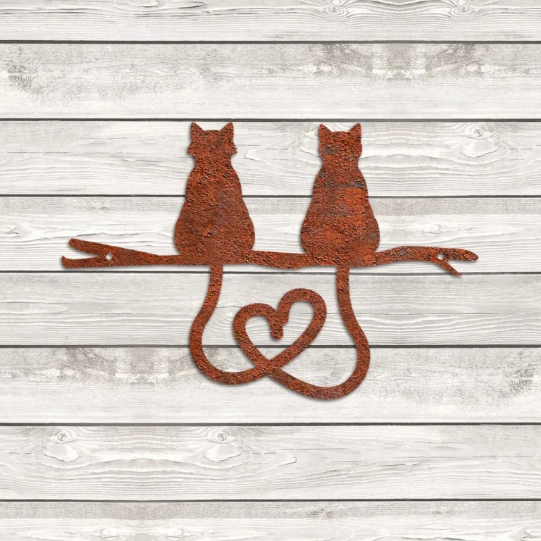 Couple Cat Heart Rusty Metal Wall Art, Lovely Decor For Husband And Wife