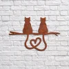 Couple Cat Heart Rusty Metal Wall Art, Lovely Decor For Husband And Wife