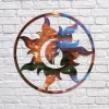 Copper Sun, Moon And Cat Metal Wall Decor, Kitten Laser Cut Artwork