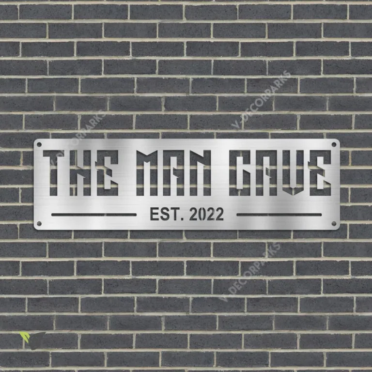 Customized Date The Man Cave Metal Sign, Man Cave Metallic Plaque For Him