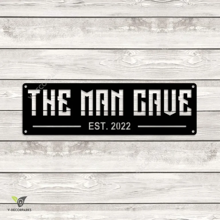 Customized Date The Man Cave Metal Sign, Man Cave Metallic Plaque For Him