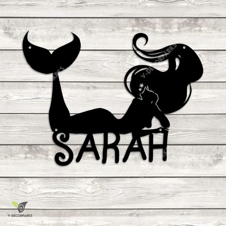 Customized Mermaid Metal Art, Beach Decor For Daughter, Wife