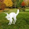 Spooky Black Cat Wearing Witch Hat Metal Garden Decoration, Halloween Welded Decor Idea