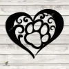 Dog Paw, Cat Paw Inside Heart Metal Art, Pet Lover Plasma Cut Plaque