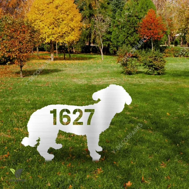 Customized Address Number Bichon Frise Dog Metal Garden Sign, Bichon Frise Steel Accent