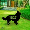 Custom Address Number Border Collie Dog Metal Garden Decoration, Border Collie Decorative Artwork