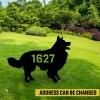 Custom Address Number Border Collie Dog Metal Garden Decoration, Border Collie Decorative Artwork