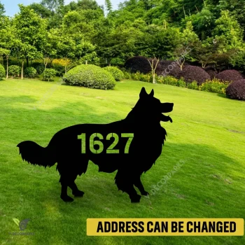 Custom Address Number Border Collie Dog Metal Garden Decoration, Border Collie Decorative Artwork