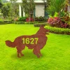 Custom Address Number Border Collie Dog Rusted Metal Garden Decoration, Border Collie Housewarming Stake