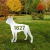 Personalized Address Number Boston Terrier Dog Metal Garden Decor, Boston Terrier Housewarming Stake